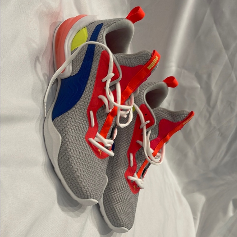 Puma Gray Sneakers with Red and Blue Accents